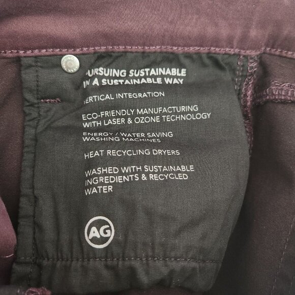 AG Adriano Goldschmied Mari Leatherette Mid-Rise Slim Straight 28 Maroon (28x29) - Picture 10 of 16